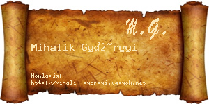 Mihalik Györgyi névjegykártya