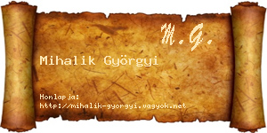 Mihalik Györgyi névjegykártya